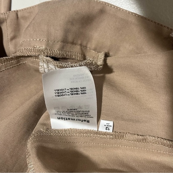 Reformation Mason Wide Leg Pants Size 12 Khaki Tan Trousers Tencel High Waist - Picture 9 of 10